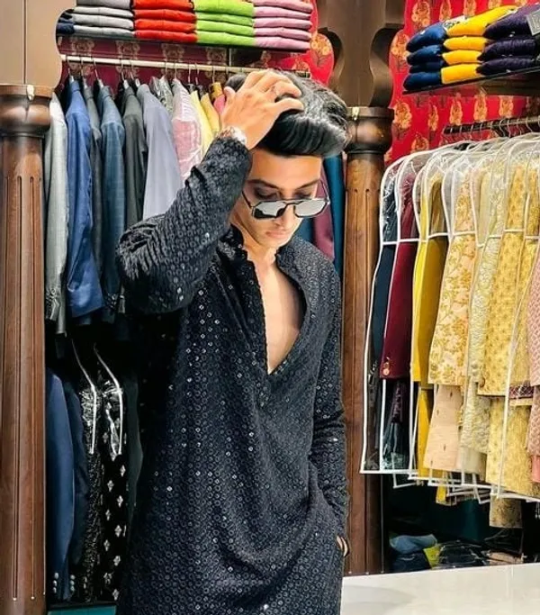 FOXDX_Men_Chikan_Embroidery_Pure_Rayon_Straight_Only_Kurta