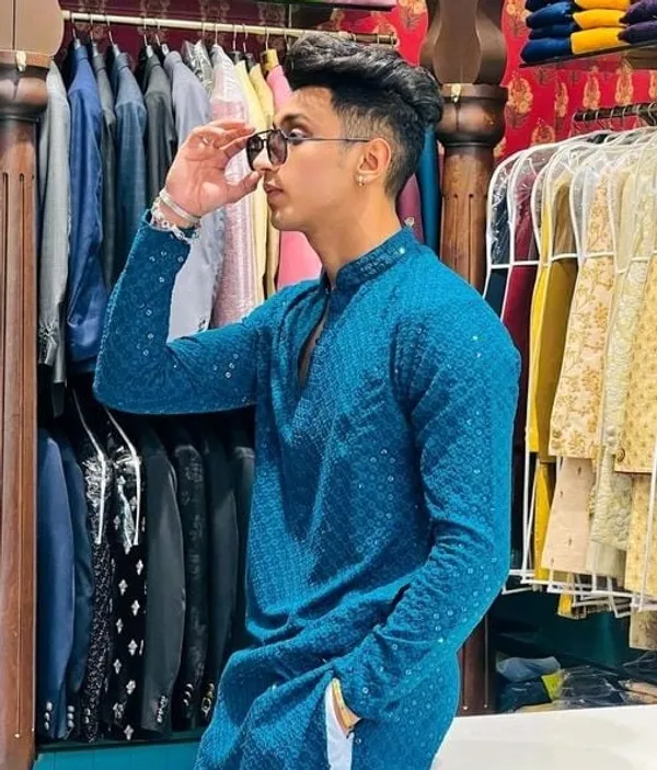 FOXDX_Men_Chikan_Embroidery_Pure_Rayon_Straight_Only_Kurta