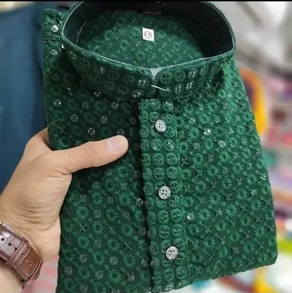 Men_Chikan_Embroidery_Pure_Rayon_Straight_Only_Kurta