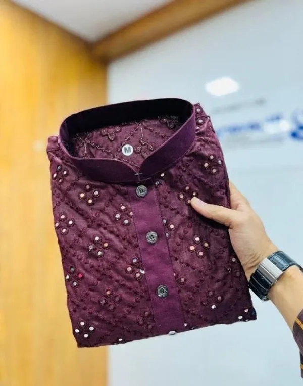 FOXDX_Purple_Men_Embellished_Straight_Kurta