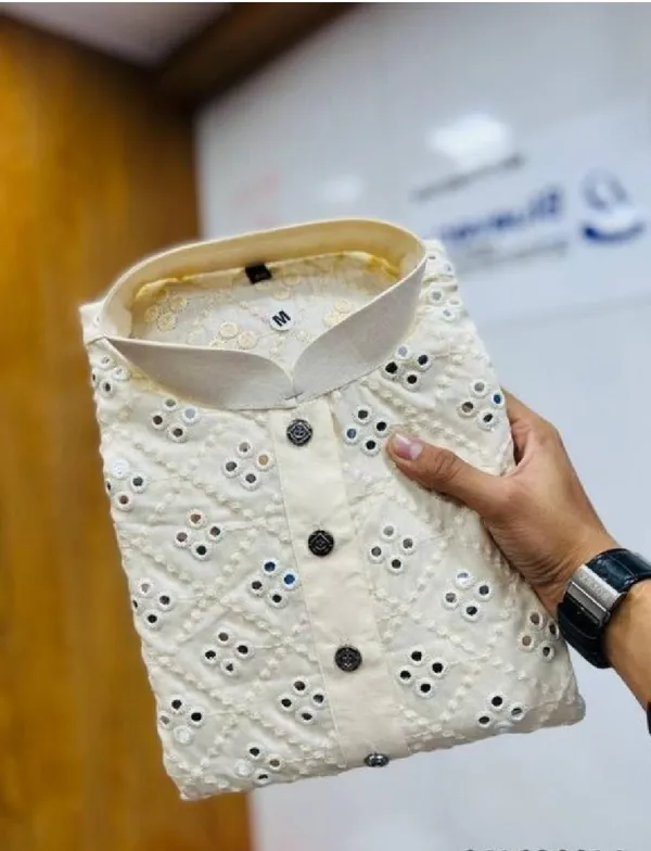 FOXDX_White_Men_Embellished_Straight_Kurta