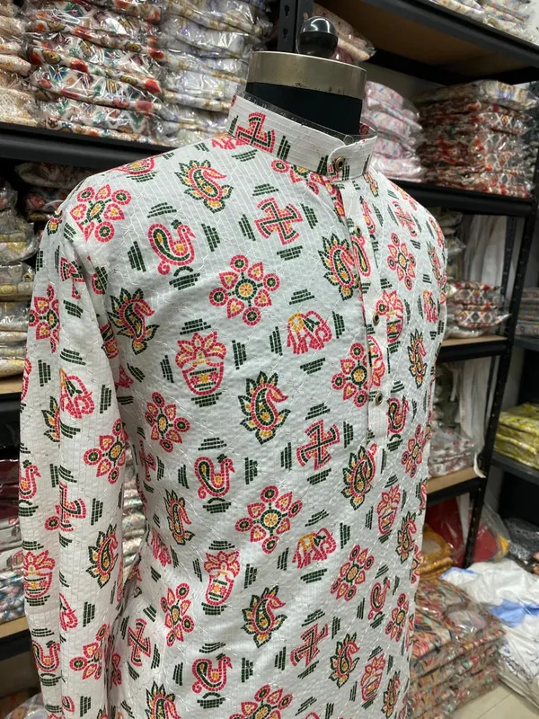 New_Super_Trending_Designer_Kurta_For_Men_With_Crochet_Sequence_Embroidery_Work_And_Digital_Print.