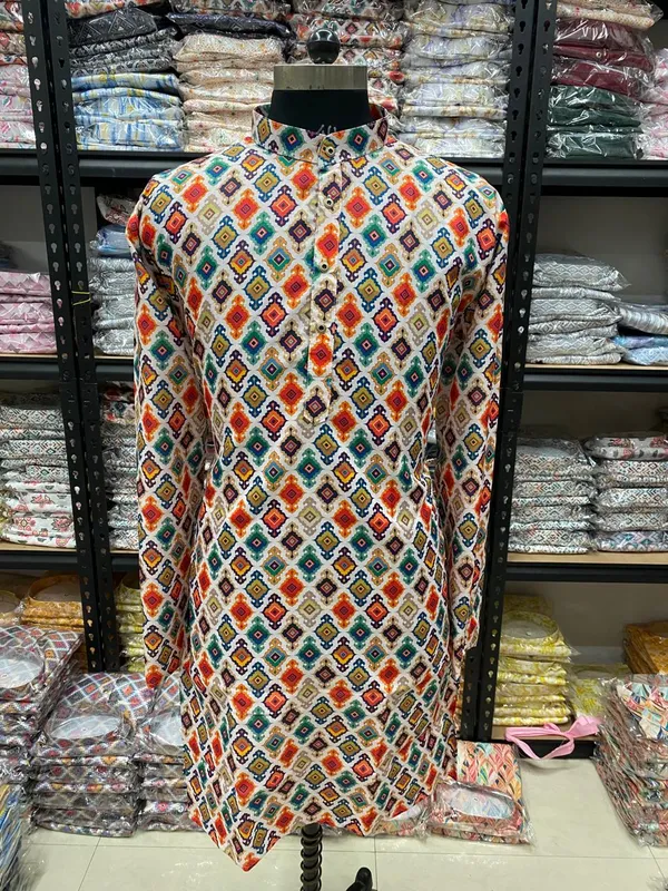 FOXDX_Trendy_Digital_Printed_Kurta_Men'S_Magic_Fabric_Only_Kurta