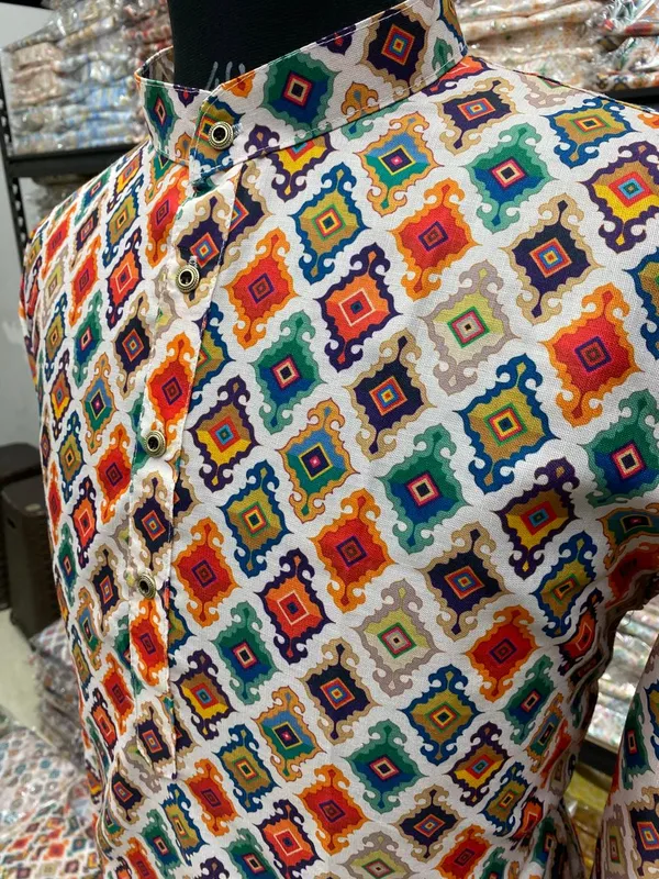 FOXDX_Trendy_Digital_Printed_Kurta_Men'S_Magic_Fabric_Only_Kurta