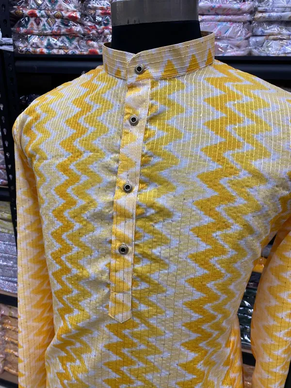 New_Super_Trending_Designer_Kurta_For_Men_With_Crochet_Sequence_Work_And_Digital_Print