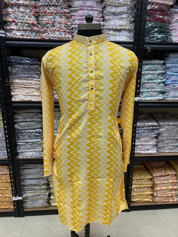 New_Super_Trending_Designer_Kurta_For_Men_With_Crochet_Sequence_Work_And_Digital_Print