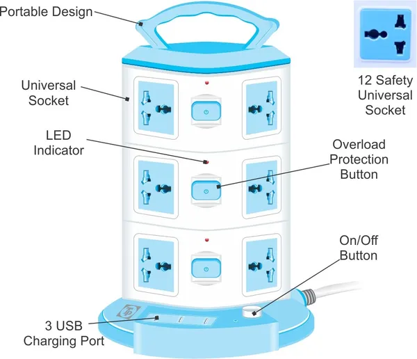 TROOPS_White_&_Blue_Plastic_6_Socket_Single_Adapter