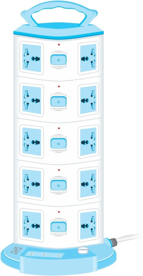 TROOPS_White_&_Blue_Plastic_10_Socket_Single_Adapter