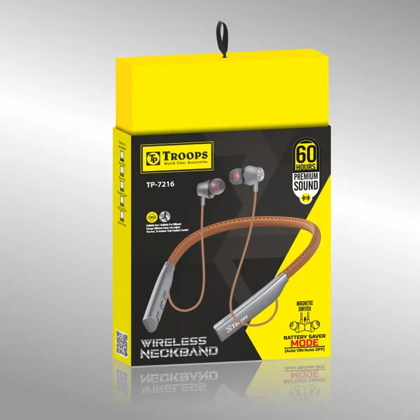 TP_TROOPS_Wireless_in_Ear_Bluetooth_Magnetic_Earbuds_Neckband_with_ENC_Mic,_60HR_Playtime_Bluetooth_Headset__(Brown,_In_the_Ear)