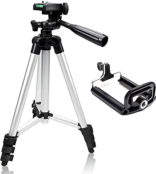 TROOPS_Black_&_Silver_Tripod_Stand_With__Aluminium_DSLR/SLR_Camera_&_Shoot_Camera_&_Video_Camera.