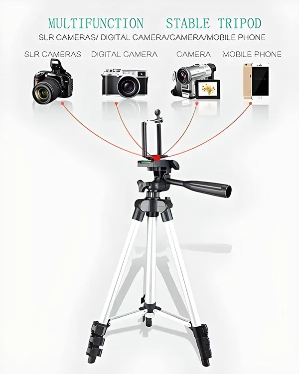 TROOPS_Black_&_Silver_Tripod_Stand_With__Aluminium_DSLR/SLR_Camera_&_Shoot_Camera_&_Video_Camera.