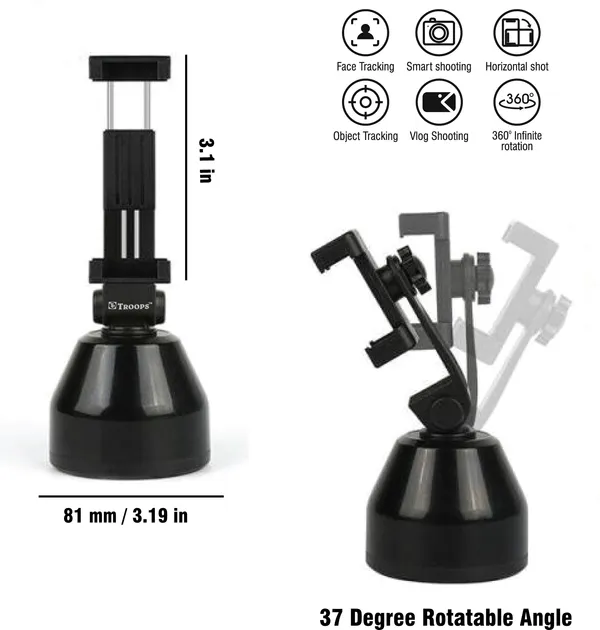 TROOPS_Black_Aluminium_Video_Camera_&_Mobile_&_DSLR/SLR_Camera_&_Point_&_Shoot_Camera_Tripod_Stand