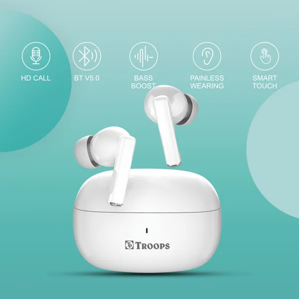 TP_TROOPS_Truly_Wireless_Earbuds_with_28Hr_Playtime,Quad_Mic_with_ENC,Low_Latency,_BT_v5.0_Bluetooth_Headset__(White,_True_Wireless)