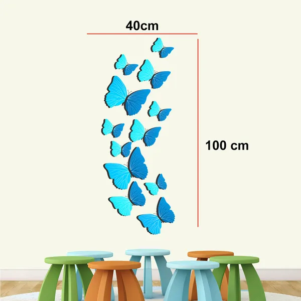 Multicolour_Cool_3D_Butterfly_in_Shades_Of_Blue_Wall_sticker'_(_400cm_X_100_cm_)