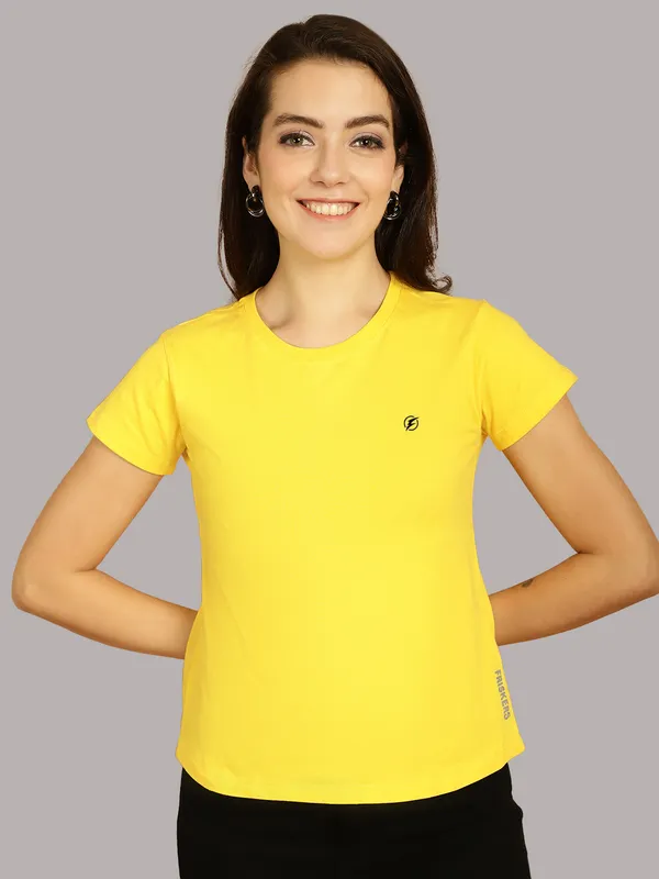 Pack_of_2_Yellow_&_Olive_Green_Cotton_Round_Neck_T-Shirt_For_Women