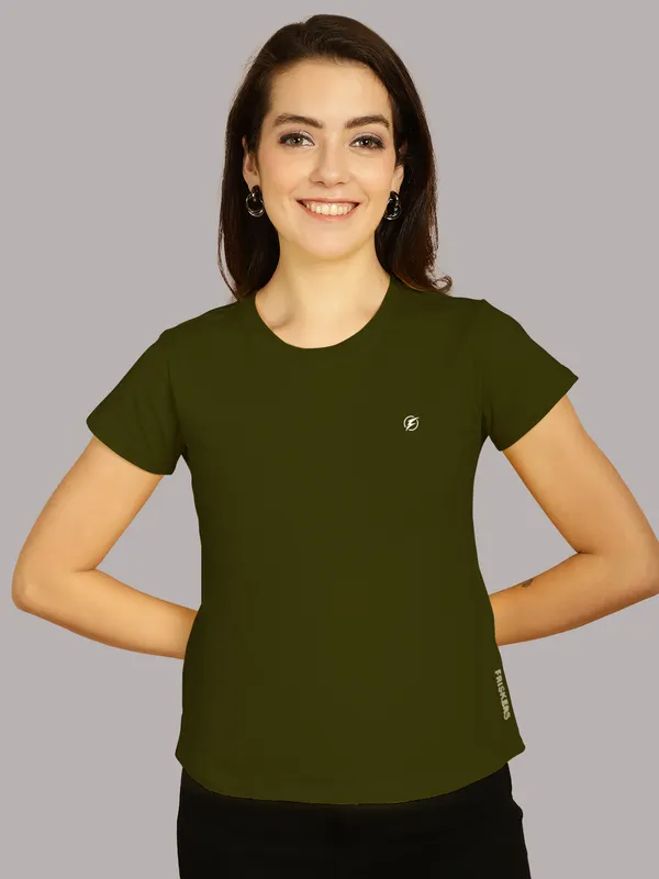 Pack_of_2_Yellow_&_Olive_Green_Cotton_Round_Neck_T-Shirt_For_Women