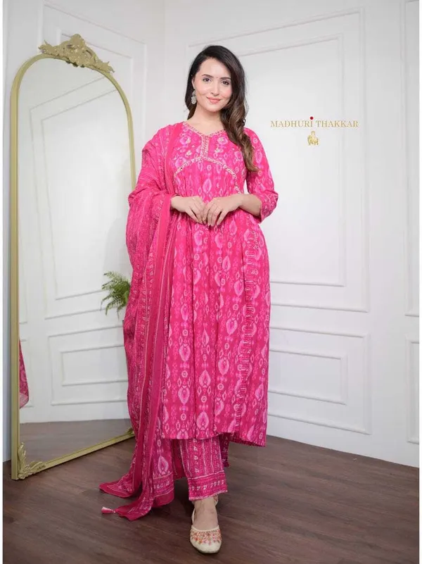 Red_Viscose_Rayon_Printed_Ethnic_Set_For_Women