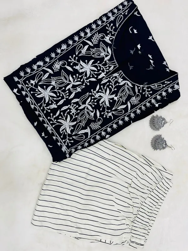 Blue_Viscose_Rayon_Embroidered::Printed_Ethnic_Set_For_Women