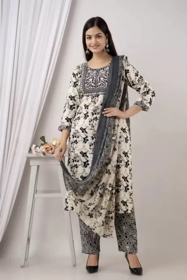 Beige_Cotton_Rayon_Printed_Ethnic_Set_For_Women
