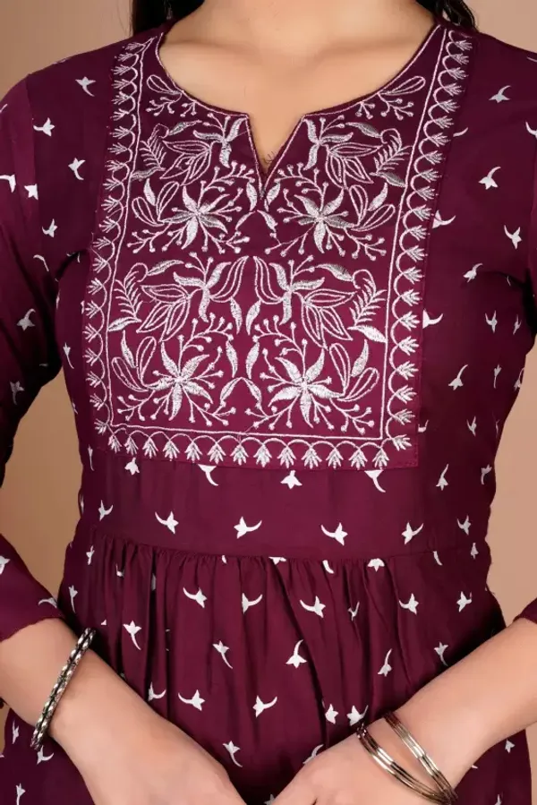 Purple_Viscose_Rayon_Embroidered::Printed_Ethnic_Set_For_Women