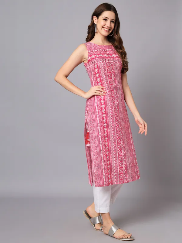 Pink_&__&_White_Viscose_Rayon_Embellished_Kurta_Set_For_Women