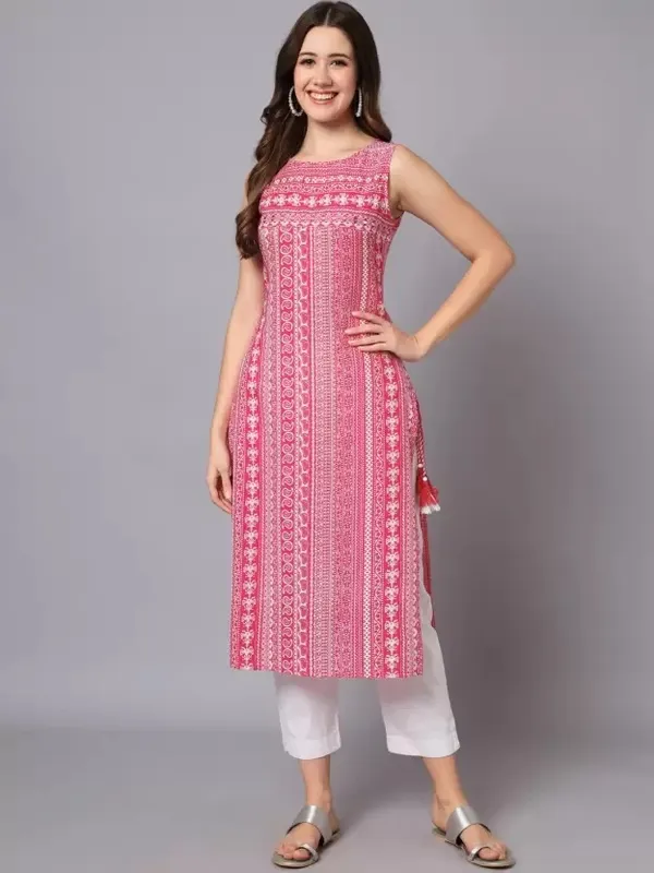 Pink_Cotton_Rayon_Printed_Kurta_Set_For_Women