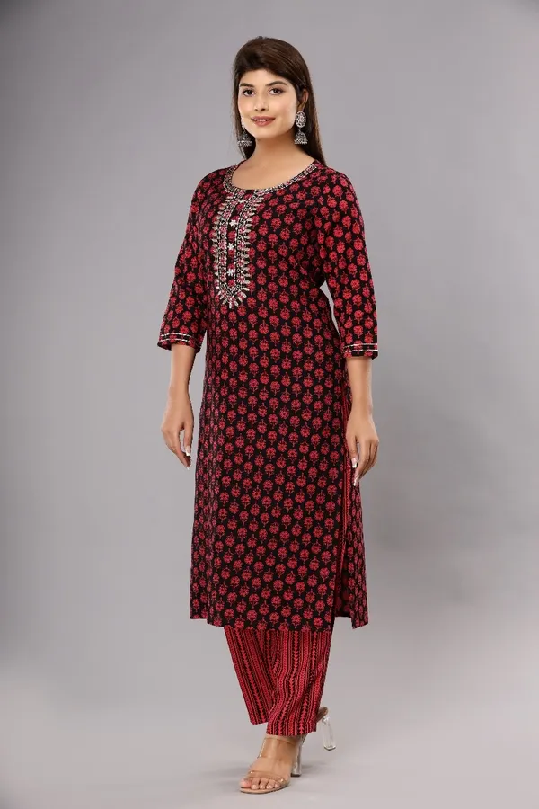 Red_Viscose_Rayon_Embroidered_Ethnic_Set_For_Women