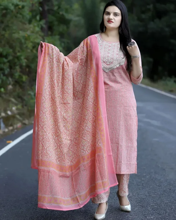 Pink_Cotton_Rayon_Printed_Ethnic_Set_For_Women