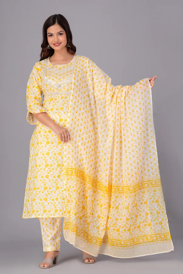 Yellow_Viscose_Rayon_Embroidered_Ethnic_Set_For_Women