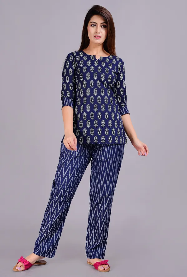 Blue_Rayon_Printed_Night_Suit_For_Women