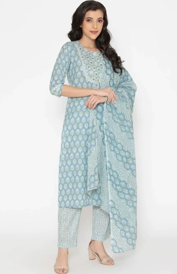 Grey_Pure_Cotton_Printed::Embellished_Ethnic_Set_For_Women
