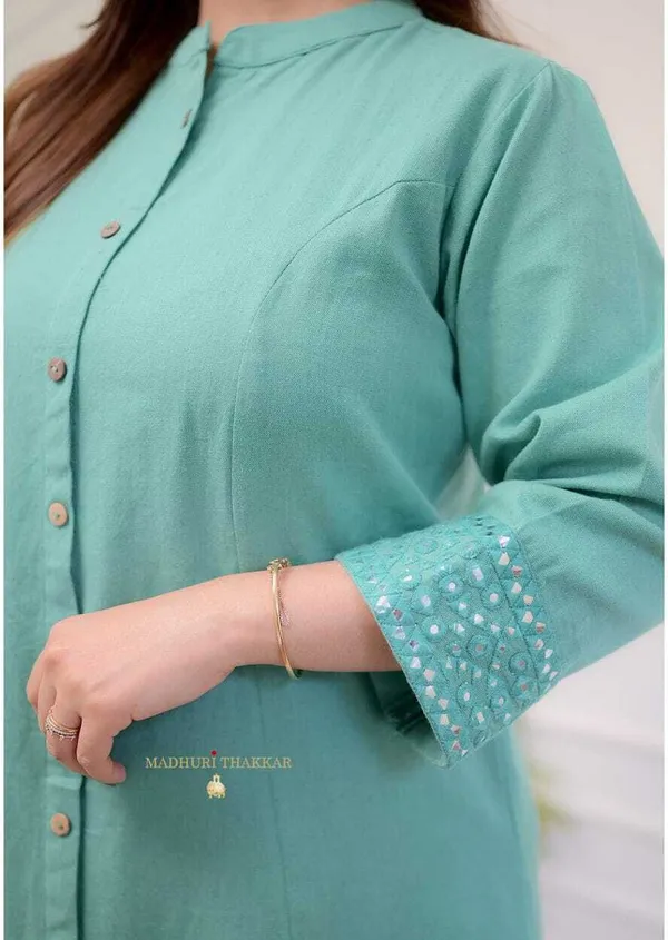 Light_Blue_Viscose_Rayon_Self_Design_Ethnic_Set_For_Women