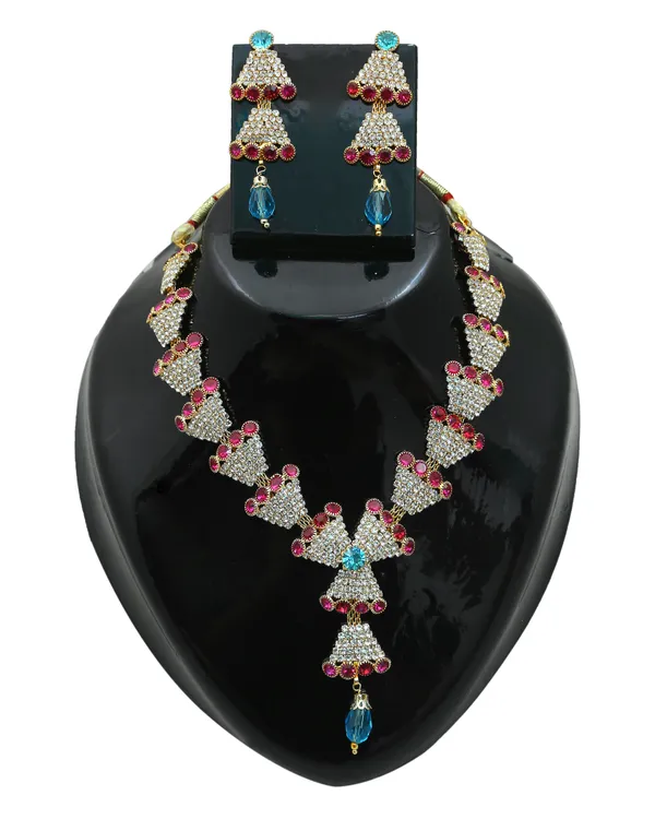Latest_Traditional_Gold/Silver_Plated_Pearl_Beaded_Necklace_Jewellery_Set_for_Women/Girls