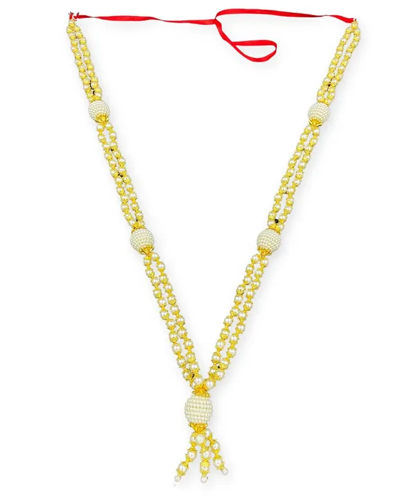 White_Golden_Artificial_Pearl_Moti_Mala_Garland_for_Photo_Frame,_God_Idols_and_Loved_Ones_(Design-1)_(Size:_20_Inch)