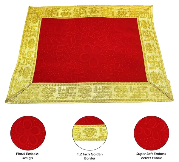_Floral_Design_Super_Soft_Emboss_Velvet_Pooja_Aasan_Cloth_/_Chowki_Aasan_Kapda_for_God_Idol_Sitting,_Puja_Mandir_and_Temple_(Red,_Maroon,_8_x_10_Inch)_-_Pack_of_2