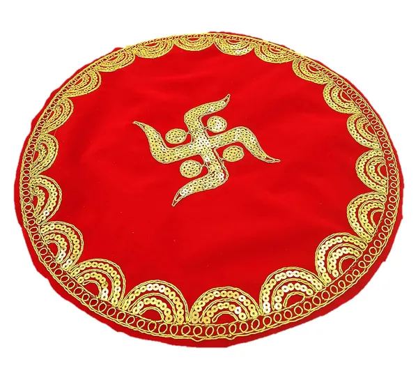 Round_Velvet_Pooja_Aasan_Mat_for_God_Mandir/Prasad_Thali_Cover/Thalposh_with_Swastik_Embroidery_Design_for_Diwali,_Navratri_and_Various_Puja_Rituals_(Pack_of_1)__(13_Inches)
