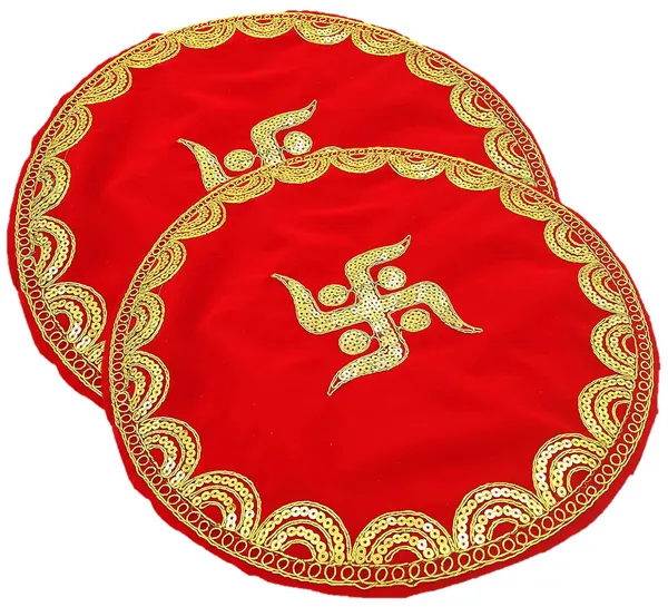 Round_Velvet_Pooja_Aasan_for_God_Mandir/Prasad_Thali_Cover/Thal-Posh_with_Swastik_Embroidery_Design_for_Diwali,_Navratri_and_Various_Puja_Rituals_(Pack_of_2)_(Size:13_Inch)