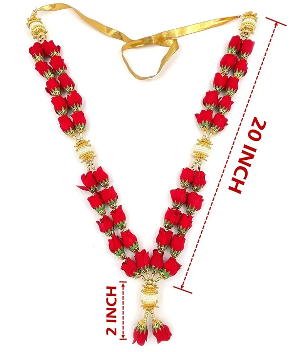 Premium_Range_Of_Pooja_Accessories__(Size:_22_Inch)_Artificial_Double_Layer_Velvet_Rose_Flower_Mala_Garland_for_Photo_Frame
