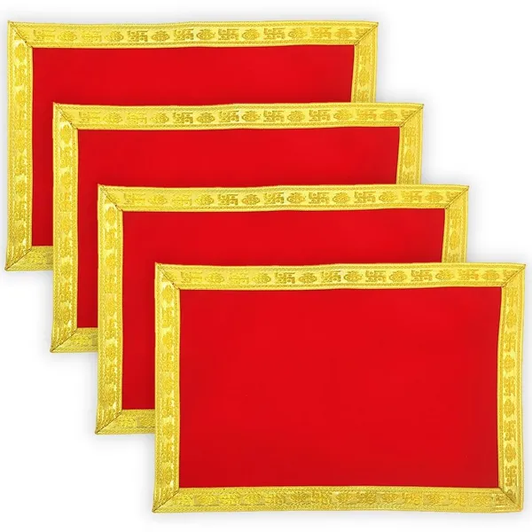 Premium_Plain_Red_&_Velvet_Pooja_Aasan_Cloth/Chowki_Aasan_Kapda/Altar_Cloth_for_Puja_Mandir_and_Temple_-_Pack_of_4__(_9_x_13_Inch