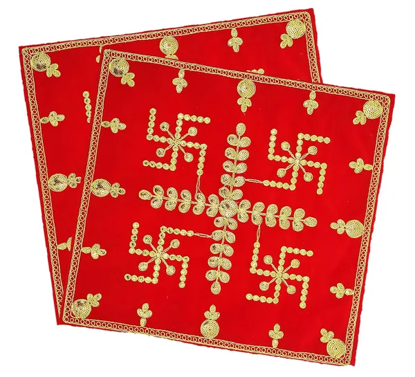 Red_&_Velvet__Swastik_Design_Pooja_Aasan_Cloth/Pooja_Aasan_Kapda/Embroidered_Puja_Chowki_Cloth_for_Home_Mandir,_Temple,_God_&_Goddess_Assan_(Size:_15"_X_15"_Inch)_(Pack_of_2)