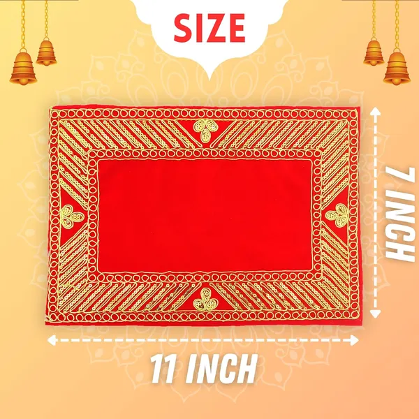 _Designer_Velvet_Pooja_Aasan_Cloth_for_God_Idols_(Size:_7"_X_11"_Inch)_|_Embroidered_Full_Jari_Design_Chowki_Kapda_Table_Cloth_Mat_for_Puja_Mandir,_Temple,_God_Assan_(Pack_of_1)