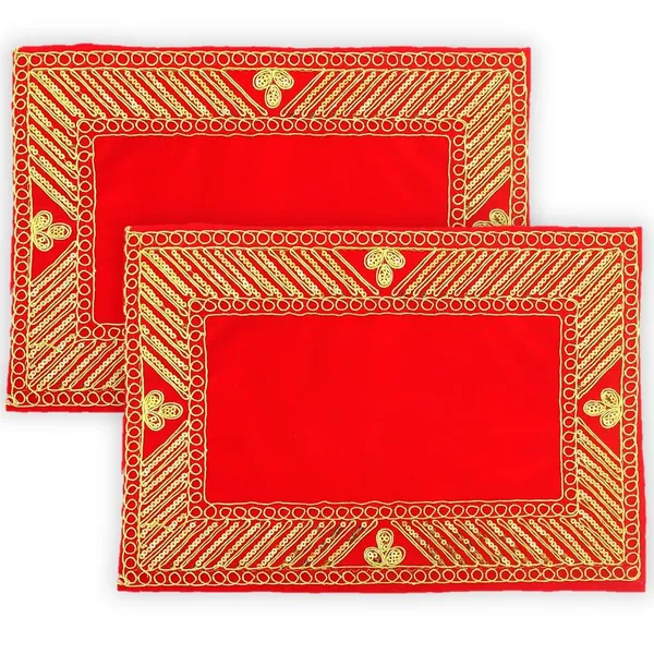 _Designer_Velvet_Pooja_Aasan_Cloth_for_God_Idols_(Size:_7"_X_11"_Inch)_|_Embroidered_Full_Jari_Design_Chowki_Kapda_Table_Cloth_Mat_for_Puja_Mandir,_Temple,_God_Assan_(Pack_of_2)