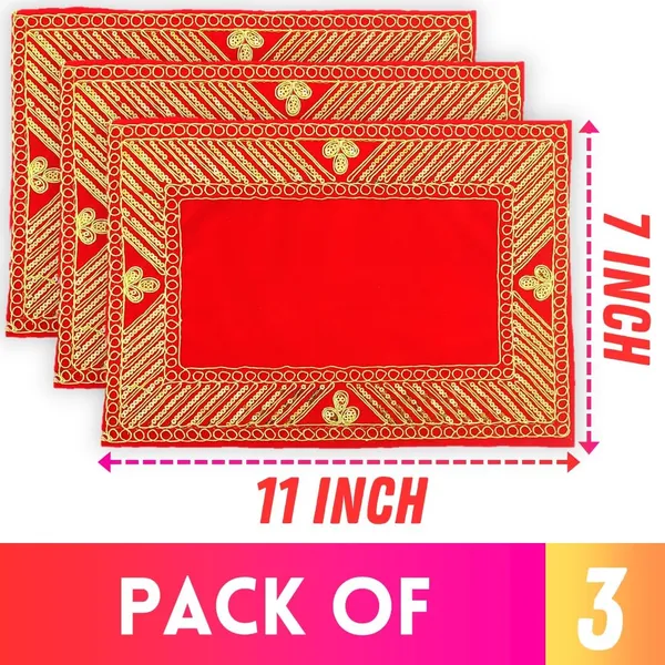 _Designer_Velvet_Pooja_Aasan_Cloth_for_God_Idols_(Size:_7"_X_11"_Inch)_|_Embroidered_Full_Jari_Design_Chowki_Kapda_Table_Cloth_Mat_for_Puja_Mandir,_Temple,_God_Assan_(Pack_of_3)