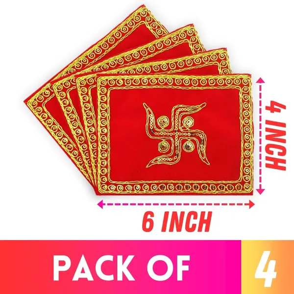 Red_&_Velvet__Small_Size_Aasan_Cloth_for_God_Pooja_and_Mandir_|_Swastik_Design_Jari_Velvet_Aasan_Chowki_Kapda_for_Home_Mandir,_Temple_and_God_Idols_-_Pack_of_4__(Size:_4_X_6_Inch)