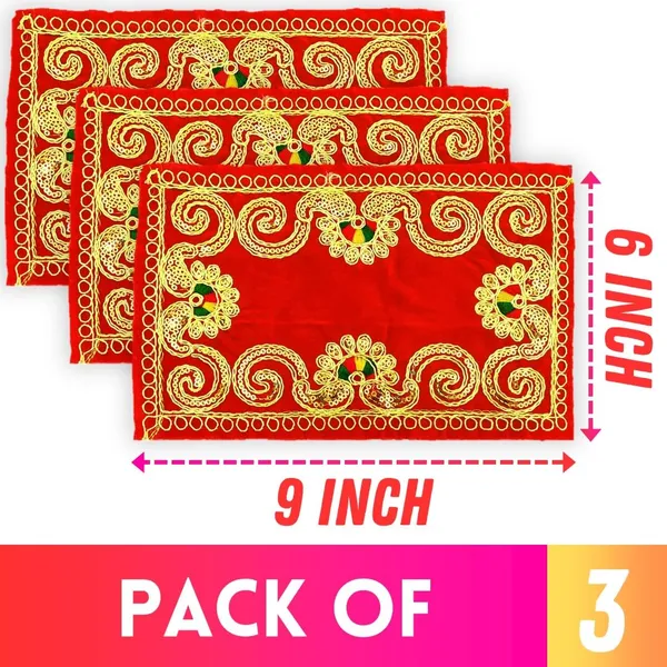 Embroidered_Red/Maroon_Velvet_Cloth_for_Puja/Pooja_Aasan_Kapda/Pooja_Chowki_Altar_Cloth_for_Home_Mandir,_Temple,_God_&_Goddess_Asana_(Size:_6"_X_9"_Inch)_3_Pieces