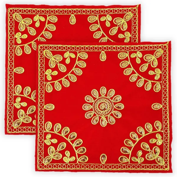 Embroidered_Red_&_Velvet_Pooja_Aasan_Cloth_for_God/Jari_Puja_Chowki_Kapda_for_Mandir,_Temple,_God_Assan_(Pack_of_2)__(_Size:_9"_X_9"_Inch
