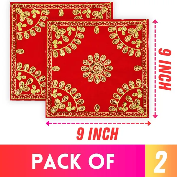 Embroidered_Red_&_Velvet_Pooja_Aasan_Cloth_for_God/Jari_Puja_Chowki_Kapda_for_Mandir,_Temple,_God_Assan_(Pack_of_2)__(_Size:_9"_X_9"_Inch