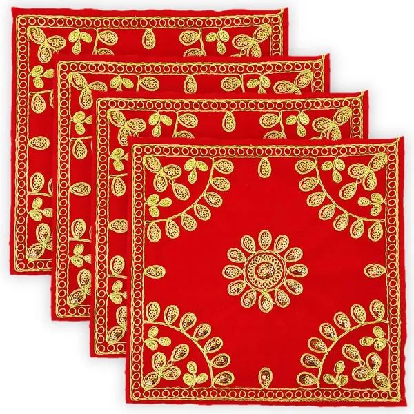 Embroidered_Red_&_Velvet_Pooja_Aasan_Cloth_for_God/Jari_Puja_Chowki_Kapda_for_Mandir,_Temple,_God_Assan_(Pack_of_4)__(_Size:_9"_X_9"_Inch