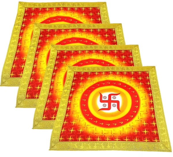 _Printed_Silk_Satin_God_Chowki_Aasan_Cloth_for_Puja_(Size:_16"_x_16"_Inch)_|_Pooja_Assan_Kapda_|_Satin_Altar_Cloth_Mat_for_Puja_Mandir,_Temple_and_Decoration_(Set_of_4)