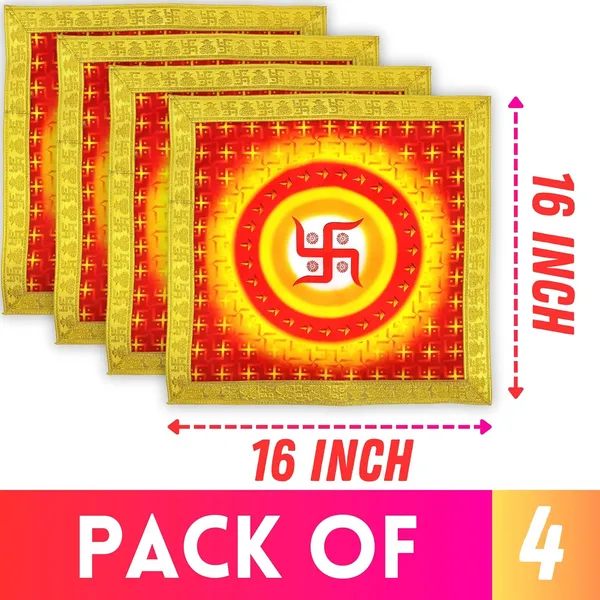 _Printed_Silk_Satin_God_Chowki_Aasan_Cloth_for_Puja_(Size:_16"_x_16"_Inch)_|_Pooja_Assan_Kapda_|_Satin_Altar_Cloth_Mat_for_Puja_Mandir,_Temple_and_Decoration_(Set_of_4)